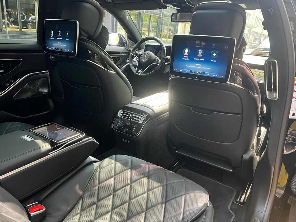 Luxury vehicle with scenic background